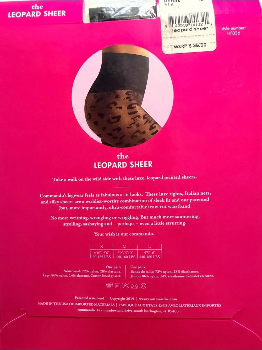 Commando Black Leopard Sheer Patterned Tights